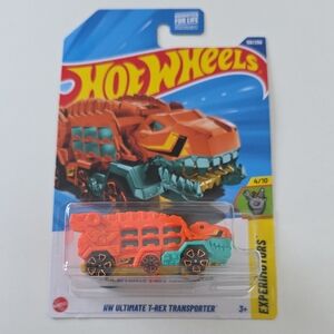 Hot Wheels Dino Transporter - Orange and Teal - Experimotors